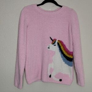 Hanna Andersson Pink Unicorn Marshmallow Sweater Kids Size 12